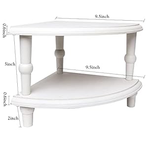 Wood Corner Counter Shelf,Rustic Pedestal Stand,White Sector Farmhouse Corner Shelves,Stackable Countertop Bathroom Organizer, Tray Riser for Coffee Bar Table and Kitchen Counter Decor (2 Pack) Wood Corner Counter ShelfRustic Pedestal StandWhite Sector Farmhouse Corner ShelvesStackable Countertop Bathroom Organizer Tray Riser for Coffee Bar Table and Kitchen Counter Decor 2 Pack