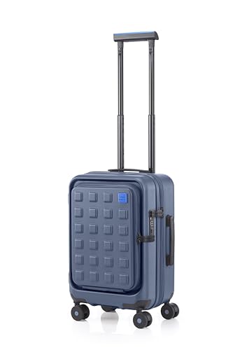 Image of Samsonite Red TOIIS M Expandable 55 Cms Small Cabin Polycarbonate Hard Sided 8 Wheel Spinner Luggage /Suitcase /Trolley Bag (Navy Havana) (Double Wheel), Blue