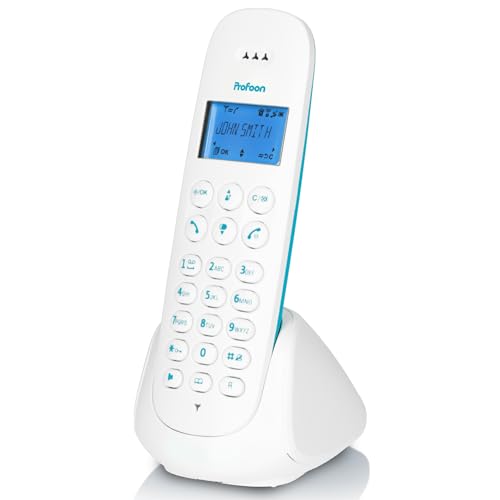 Teléfono inalámbrico PDX DECT 300BW azul con tecnología de gran alcance