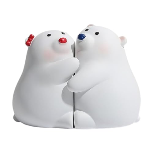 Garende Set of 2 Bear Bookends for Shelves and Desks, Animal Figurines for Home, red Blue