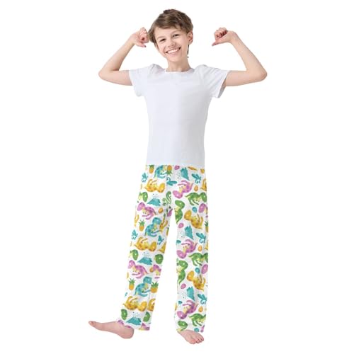ZZXXB Dinosaur Pineapple Boys Long Pants Soft Trousers Elastic Waist Kids Lounge Bottoms with Pockets S-XL2