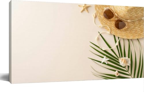 Embrace the sun kissed feels: top view straw hat sunglasses