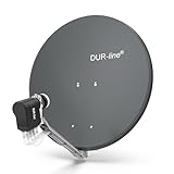DUR-line 8 Teilnehmer Set - Qualitäts-Alu-Satelliten-Komplettanlage - Select 75cm/80cm Spiegel/Schüssel Anthrazit + Octo LNB - für 8 Receiver/TV [Neuste Technik, DVB-S2, 4K, 3D]