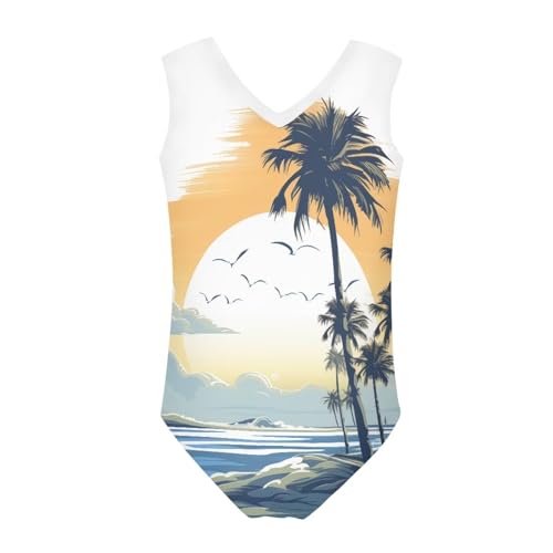 Image of Fashion Print One-Piece Swimsuits for Girls,Soft Stretchy One Piece Bathing Suit Quick Dry Beach Swimwear 5-14 Years