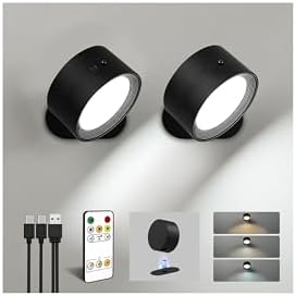 LED Wall Mounted Lights, Rechargeable Wall Sconces Lamp, 3 Color ...