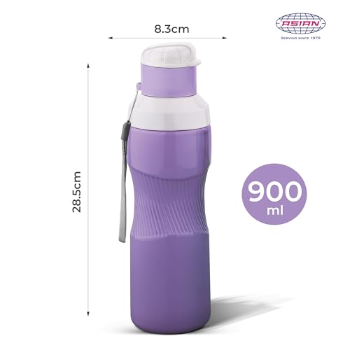 Image of Asian Thumb Grip Insulated Water Bottle 700ml | Steel Inner Flask for Hot & Cold Drinks | Leakproof & BPA Free | Ergonomic Grip for Gym, Office & Travel | Violet Christmas Gifting Essential