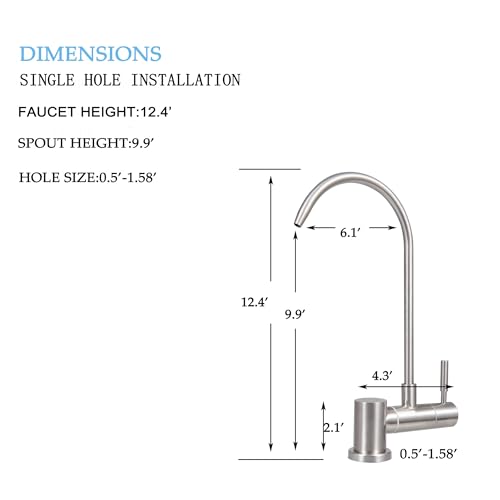 Image of Stainless Steel Drinking Water Faucet, Water Filter Faucet 360 Rotation Folding Faucet for Bar Sink Kitchen Ro System (One Way Round)