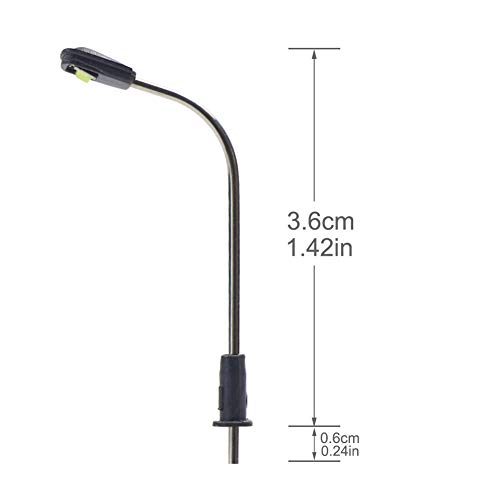 Evemodel 10 Stück Spur Z 1:200 Modell Lampe Peitschenlampen Straßenlampen Flexible Höhe Beleuchtung Leuchte Modellbau Dekor (warm weiß)