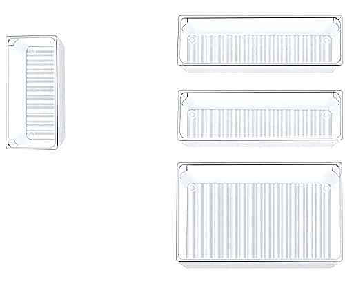 Aish N Bless 4 Compartment Acrylic Makeup Organizer Adjustable Multi-Function Cosmetic Storage Box, Large Capacity, Fits Toner, Creams, Makeup Brushes, Lipsticks and More (Transparent)