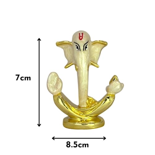 Image of Pearl White Anchor Ganesha |Perfect Idol for Car Dashboard, Office & Home |Siddhivinayak Murti for Balance, Good Luck & Success | Idol Gift for Home & Business| Height 3.3 Inch