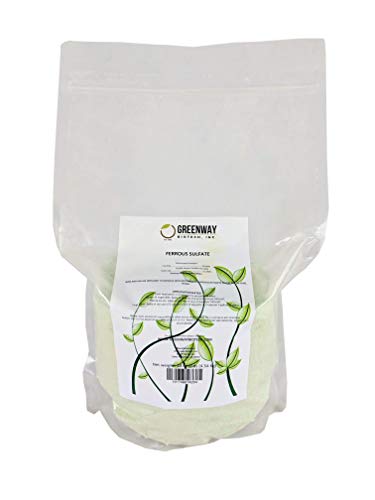 Greenway Biotech, Inc. Ferrous Sulfate Heptahydrate Fertilizer Includes 20% Iron (Fe) 12% Sulfur & 100% Water Soluble Powder- Organic Lawn Fertilizer for Vegetables and Plant Growth (10 Pounds)