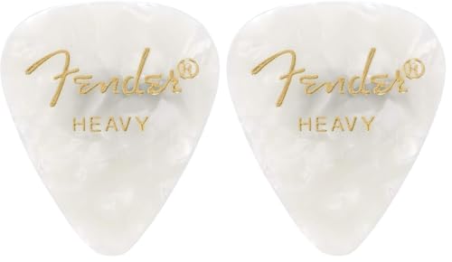 Image of Fender Premium Celluloid Guitar Picks 351 Shape, White Moto, Heavy, 24-Pack