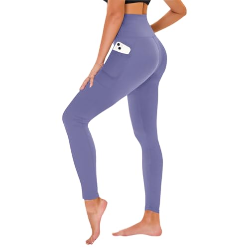 High Waisted Leggings for Women - No See Through Tummy Control Cycling Workout Yoga Pants with Pockets Reg & Plus