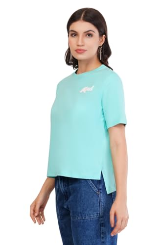 Image of ASTRAPE & BRONTE Oversized Printed Ladies T-Shirt - Virgin Cotton, Puff Print, Casual Wear - Comfortable, Trendy Graphic T Shirt