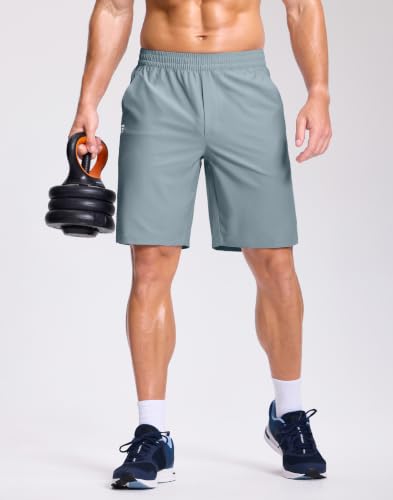 Image of GGJ Men's Lightweight Athletic Shorts with 2 Zipper Pockets 7 inch /9 inch /5 inch Gym Workout Running Quick Dry Tennis Shorts for Men