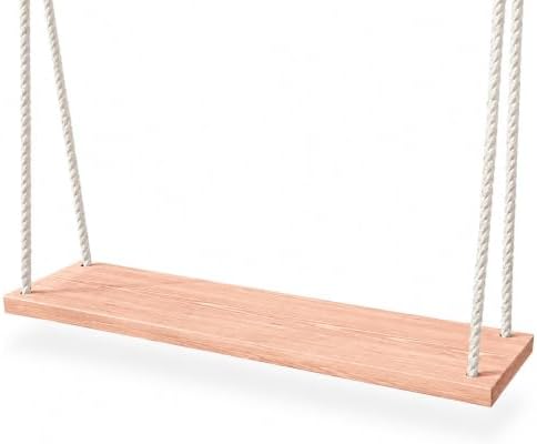 Wooden Swing Chair for Adults & Children, Hanging Seat for Balcony & Garden Use, 80kg Load, Adjustable Rope