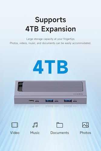 Gabinete SSD M.2 com hub USB C capa magnética para disco rígido externo compatível com Thunderbolt 4