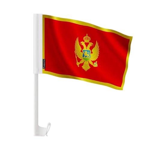Drapeau voiture Monténégro polyester 14x21cm lot pavillon fête nationale
