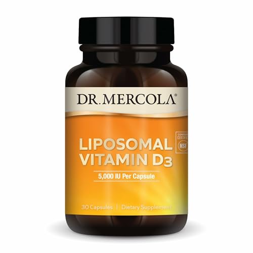 Dr. Mercola Liposomal Vitamin D3 - Supports Heart Bone & Immune Health - 5 000 IU Per Serving - Non-GMO Soy Free & Gluten Free - 30 Capsules (30 Servings)