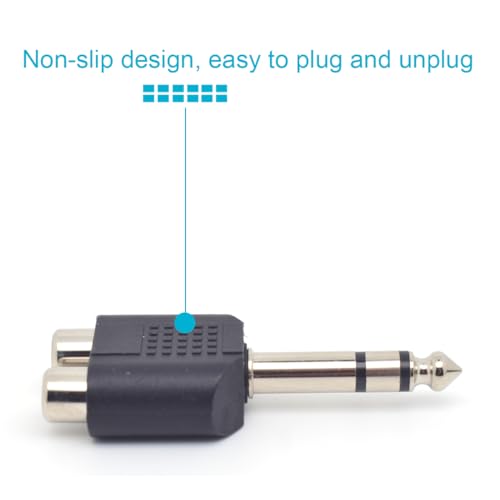 Adaptador 6.35mm estéreo macho a 2 RCA hembra pack x4 miniatura 4