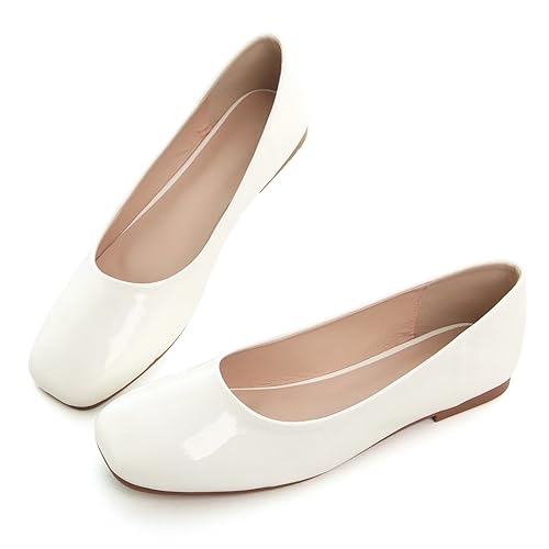 Image of ChaiRong Zhou Women Square Toe Ballets Flats Comfort Slip On Walking Shoes for Driving