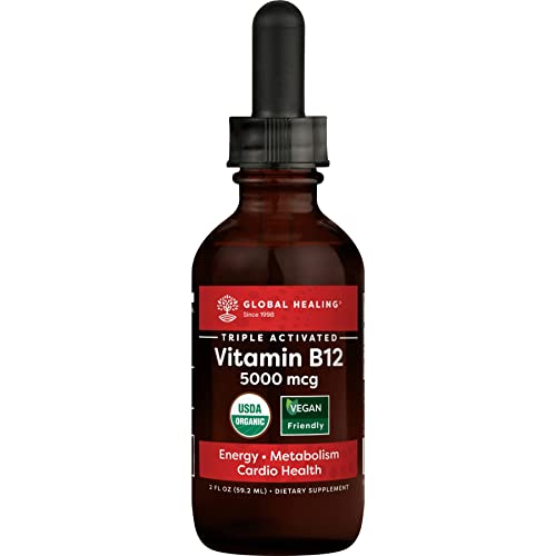 Global Healing Center Tri-Blend 5000Mcg & Zinc Kit-Sublingual B12 Vitamin Drops For Thyroid And Energy, Mood, Heart Health & Organic Liquid Supplement Supports Immune System & Cell Growth-2 Fl Oz Each #TOP1