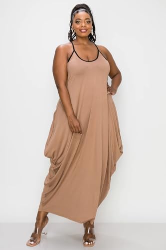 Image of BFFBABY Women's Casual Maxi Dress Sleeveless Tie Dye Spaghetti Strap Summer Plus Size Swing Sundress with Pockets