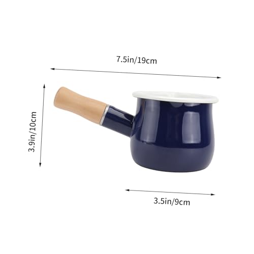 VICASKY Enamel Milk Pan 10cm Small Milk Pot Dual Pouring Lips and Wooden Handle Nonstick Mini Saucepan for Kitchen Cooking and Baby Food Random Color - Image 8
