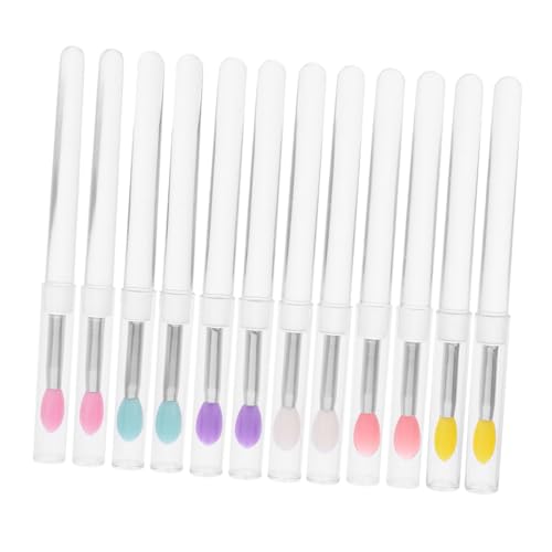 FOMIYES Silicone Lip Brush Applicator Wands Set of 12 Lipstick Brush for Makeup Compact Lip Makeup Tool Cover