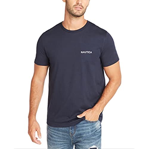 Ropa Interior, Softlines Private Label Nautica Playera de Manga Corta con Cuello Redondo sólido para Hombre, Azul Marino sólido, Large
