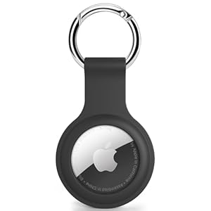 Compatible with Apple AirTag Case with Air Tag Keychain, Soft Silicone AirTag Holder AirTags Key Ring Cases Tags Chain AirTag GPS Item Finders Accessories- Black