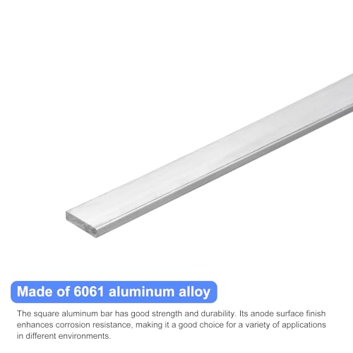 Image of uxcell Square Aluminum Flat Bar, 2Pcs 1 /4 inch Thick 0.8 inch Width 12 inch Length Square Aluminum Bar 6061 Aluminum Flat Plate, 5 x 20 x 305mm T6511 Solid New Mill Stock for Industrial Building
