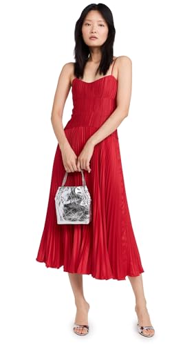 chinese dress ladies Amur Women's Cherry Drop Waist Midi Dress, Red Calla Lily, 0 at Amazon  Women's Clothing store main image 1