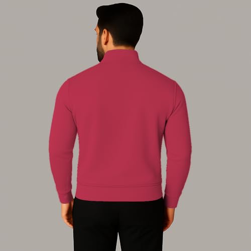 Image of Mack Jonney Men's Fleece Half-Zip High Neck Sweatshirt | Warm & Stylish Winter Wear -M4380
