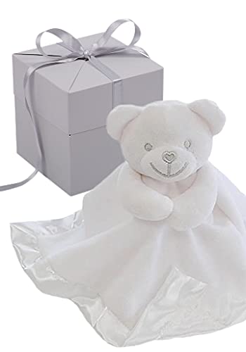 BUSHBABY Unisex Baby Gifts Comfort Blanket in Box, Plush Teddy Soft Toy 1st Birthday Present Newborn Gift Gender Neutral Mom Dad Expecting