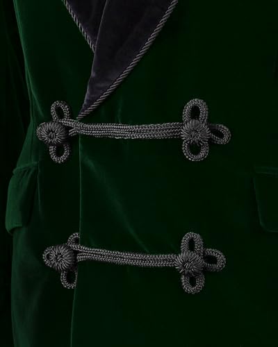 Men's Short Velvet Blazer Slim Fit Double Breasted Smoking Jacket Coat Tuxedo for Wedding Prom Dinner4