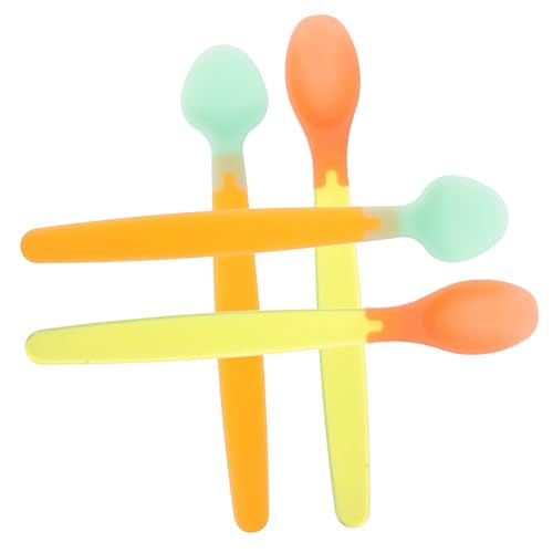 Sosoport 2Juegos Cuchara de Temperatura Infantil de Silicona de Flexible y Duradera para Alimentación de Bebés Detección de Temperatura y Práctico