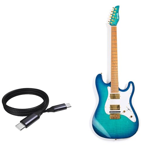 BoxWave Cable Compatible with Jamstik Deluxe MIDI Guitar - DirectSync PD Cable (3ft) - USB-C to USB-C (100W), Type C Braided Charge and Fast Sync - Jet Black