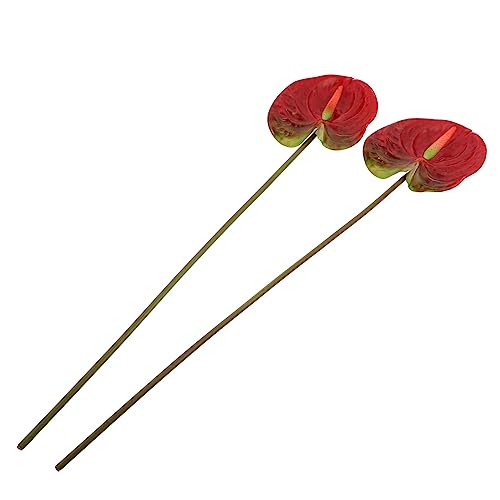 HOLIDYOYO 2 Piezas De Flores Artificiales De Anturio Andraeanum Plantas Grandes Decoración De Geranio Falso Rosas Artificiales De Imitación Flores De Jardín Que Simulan La Realidad De