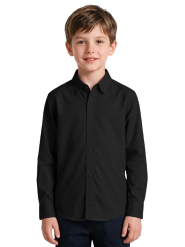 Image of DHTS Boys' Dress Shirts Toddle Boy Long Sleeve Uniform Shirt for Kids