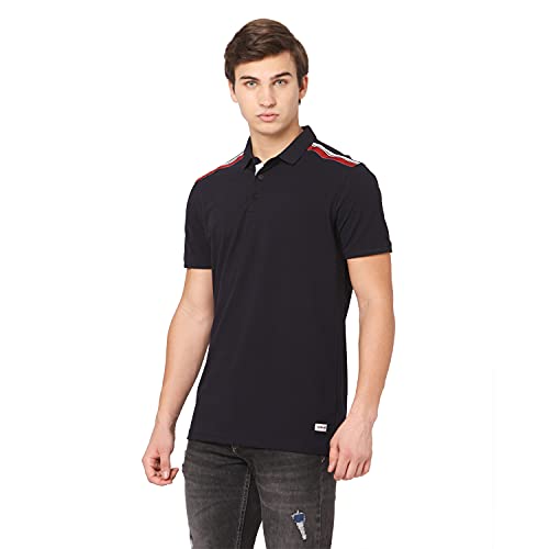Image of Spykar Henley Neck Full Sleeve Orange Solid T-Shirt for Men