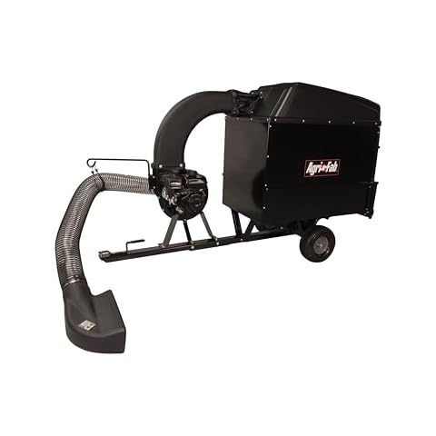 Agri-Fab 45-0631 Large Capacity 32 CU FT Hard Top Mow- N-Vac, Tow Behind Lawn Vacuum, Leaf Vacuum, Gas Powered, Easy Foot Pedal Dumping Cover