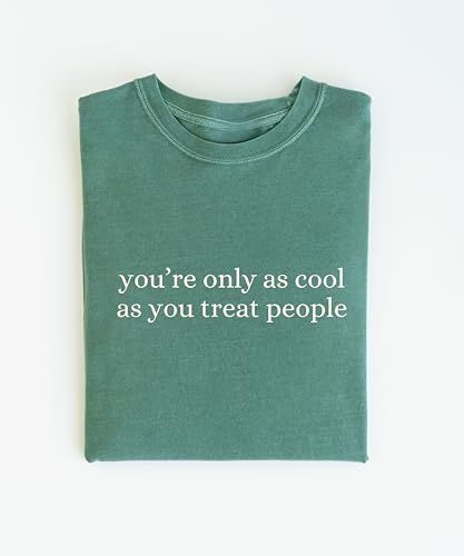 Moonloom Kindness Shirt, You're Only as Cool as You Treat People, Women's Retro Vintage Graphic Tee, One Size, Blue, Long Sleeve, Crew Neck, 100% Cotton, Graphic T-Shirt, Shirt2