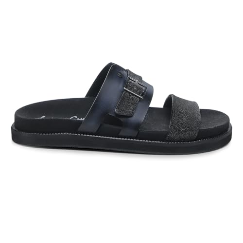 FRANCO CUADRA | Men's Sandal in Premium Black Stingray Leather with Adjustable Buckle 4M7MTTS2