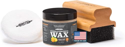 CLARK'S Natural Stone Wax Kit - Set to Restore Soapstone, Slate and Concrete Countertops includes Finishing Wax (6oz), Applicator Sponge and Buffing Pad, Enriched with Natural Lemon and Orange Extract