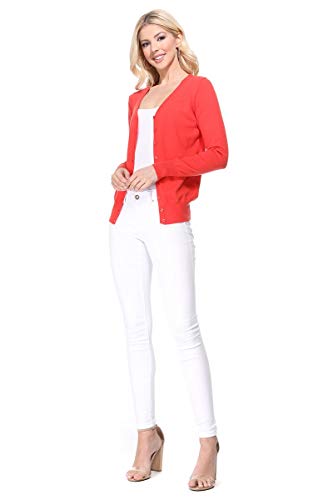 Yemak Women's Knit Cardigan Sweater – Long Sleeve V-Neck Basic Classic Casual Button Down Knitted Soft Lightweight Top Mk5178-Baby Yellow-S #TOP5