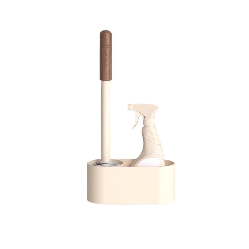 Bathroom Set Bathroom Toilet Brush Shelf Round Brush Head Toilet Brush Holder Set Wall Mounted or Floor Standing Plastic Toilet Brus Kit Toilet Brush and Holder Set