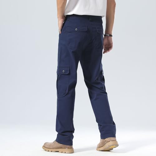 Plaid&Plain Men's Cargo Pants Relaxed Fit with Extra Front Pocket and Oversized Belt Loops LSC0134
