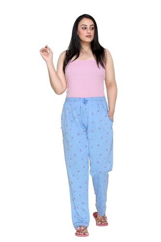 Image of CUPID Woman's Regular Fit Cotton Pyjamas Comfortable Night Pajamas Track Pant, Lowers, Daily Use Lounge Wear Pants for Ladies