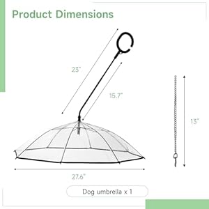 Dog umbrella umbrella for small dogs dog umbrella with chain leash puppy umbrella for rain snow day walking umbrella with c shape handle bendable bar angle adjustable   cucciolini doodles